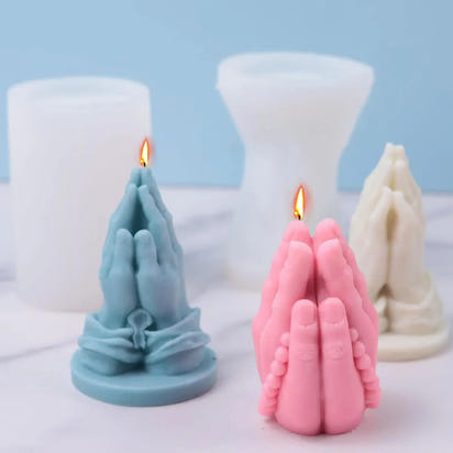 mexican style praying hands candle